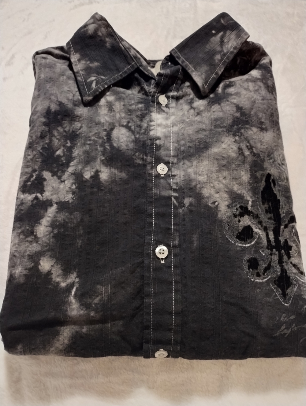 Eighty Eight Black and Gray Washed Button-Up Shirt